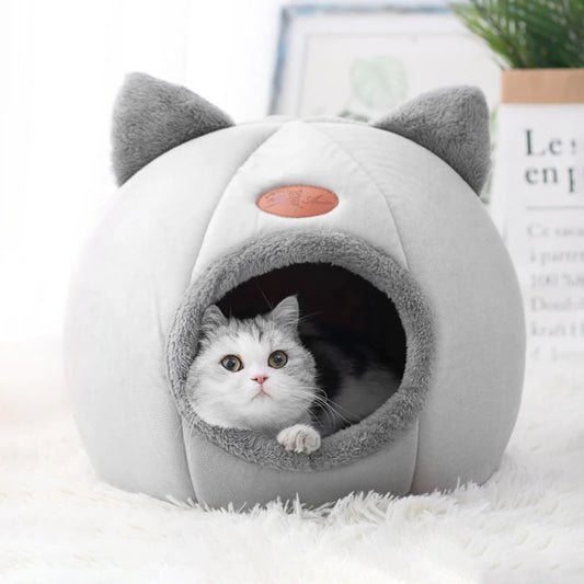 Winter Cozy Pet Cave – Deep Sleep Bed for Cats & Small Dogs