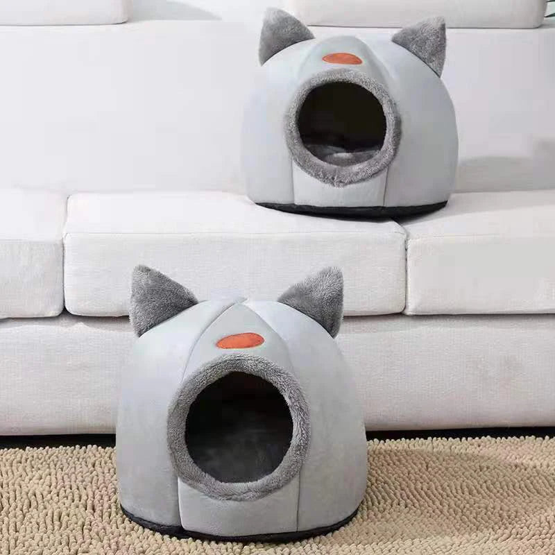 Winter Cozy Pet Cave – Deep Sleep Bed for Cats & Small Dogs