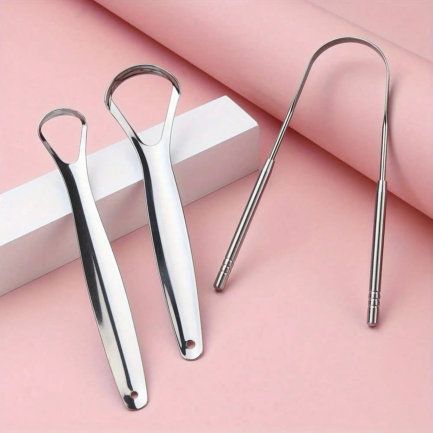Non-Slip Stainless Steel Tongue Scraper for Fresh Breath