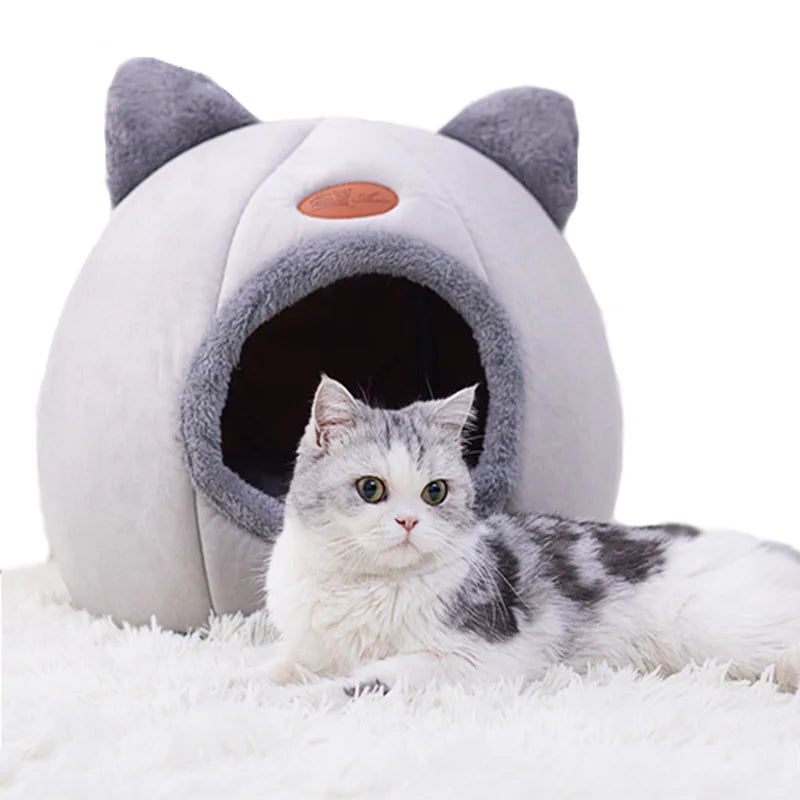 Winter Cozy Pet Cave – Deep Sleep Bed for Cats & Small Dogs