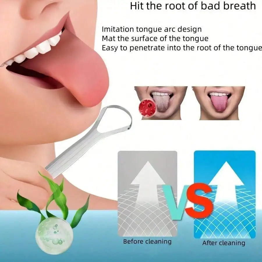 Non-Slip Stainless Steel Tongue Scraper for Fresh Breath