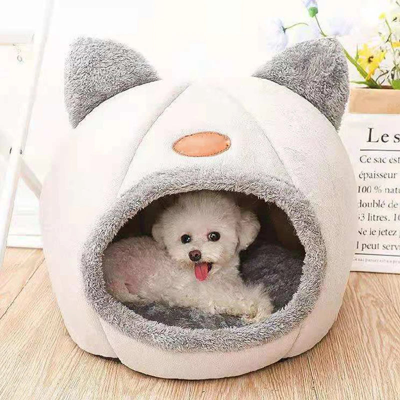 Winter Cozy Pet Cave – Deep Sleep Bed for Cats & Small Dogs