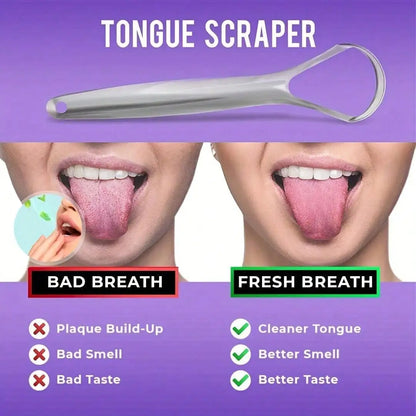 Non-Slip Stainless Steel Tongue Scraper for Fresh Breath