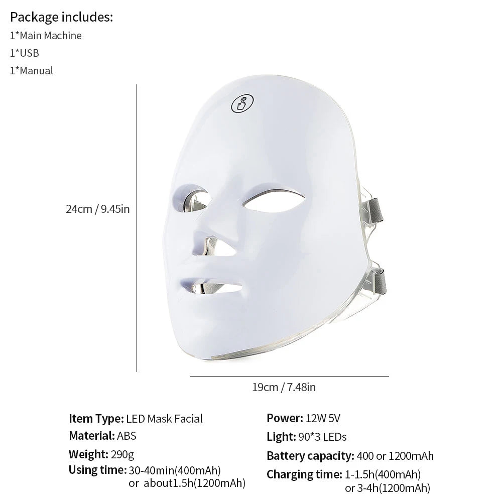 LED Beauty Mask with 7 Colors for Tightening & Glow
