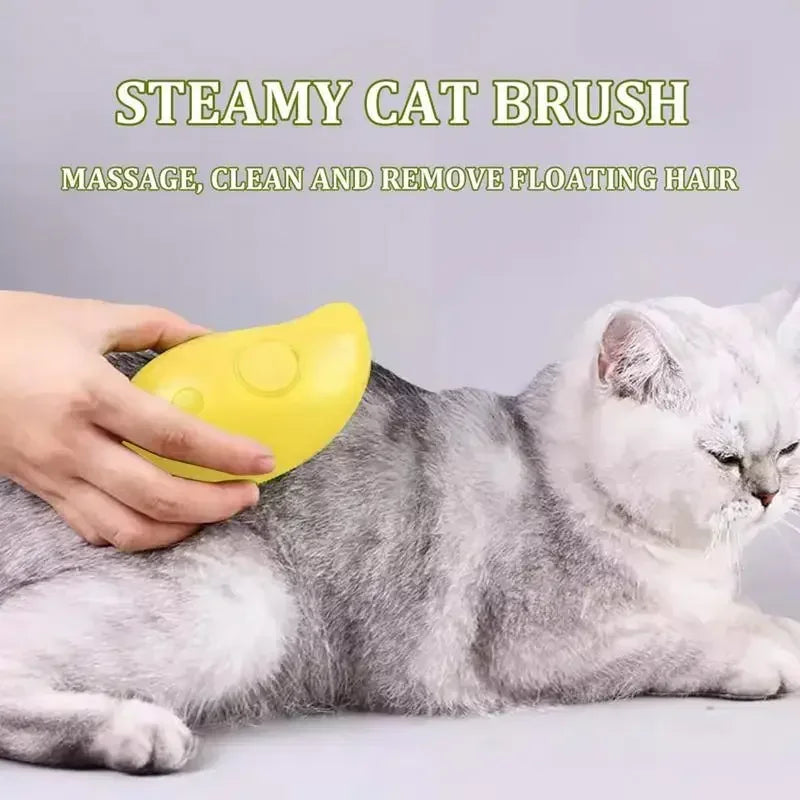 3-in-1 Electric Steamy Pet Brush – Steam, Massage & Deshedding Comb