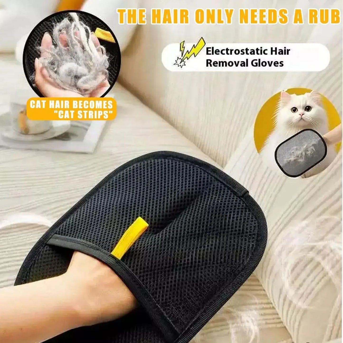 Pet Hair Remover Glove – Double-Sided Deshedding Brush for Dogs & Cats