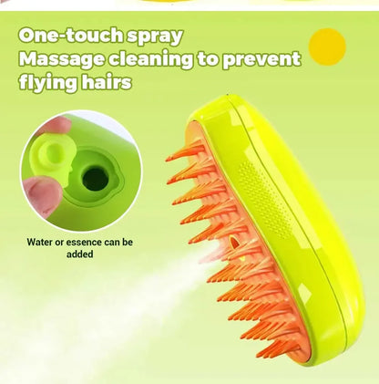 3-in-1 Electric Steamy Pet Brush – Steam, Massage & Deshedding Comb