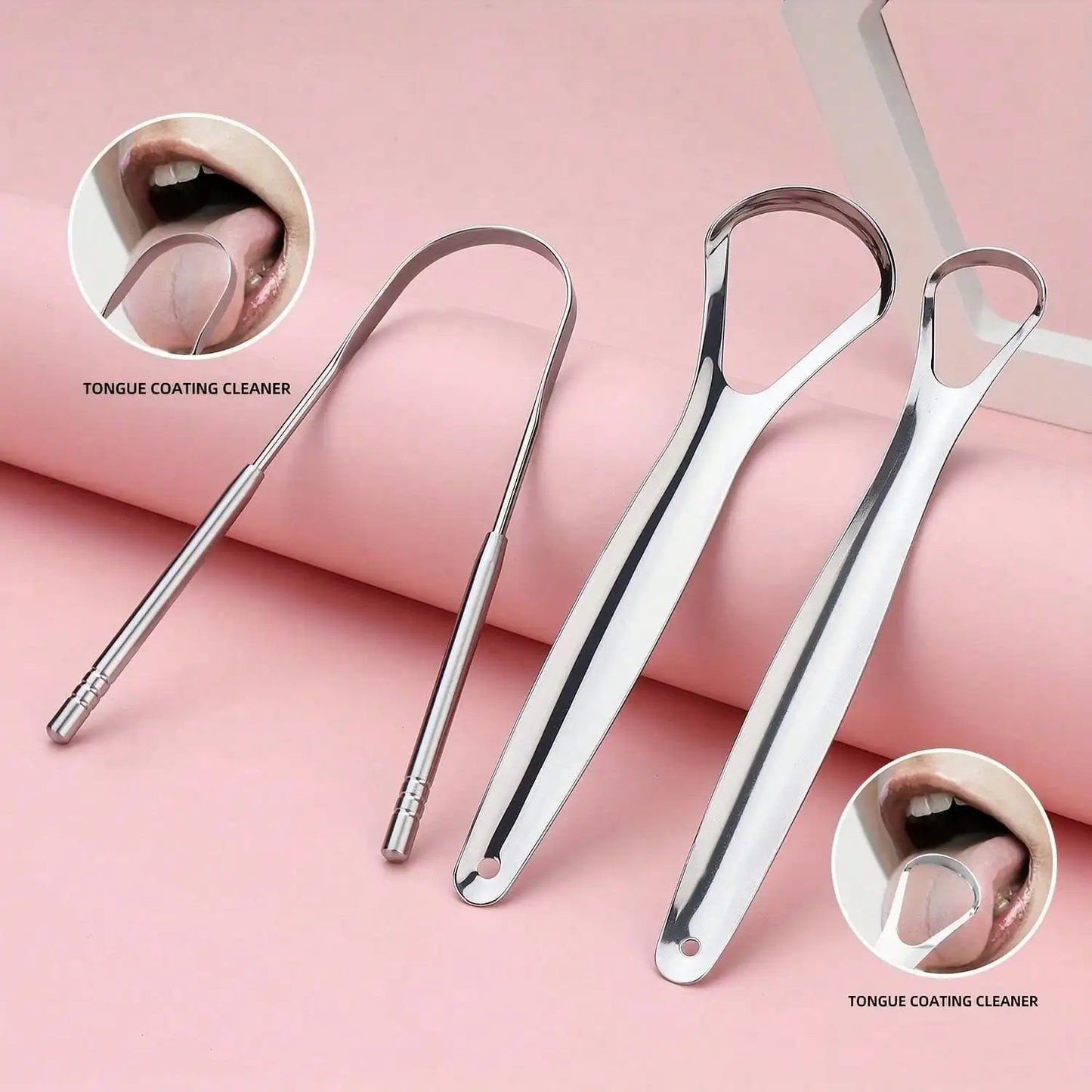 Non-Slip Stainless Steel Tongue Scraper for Fresh Breath