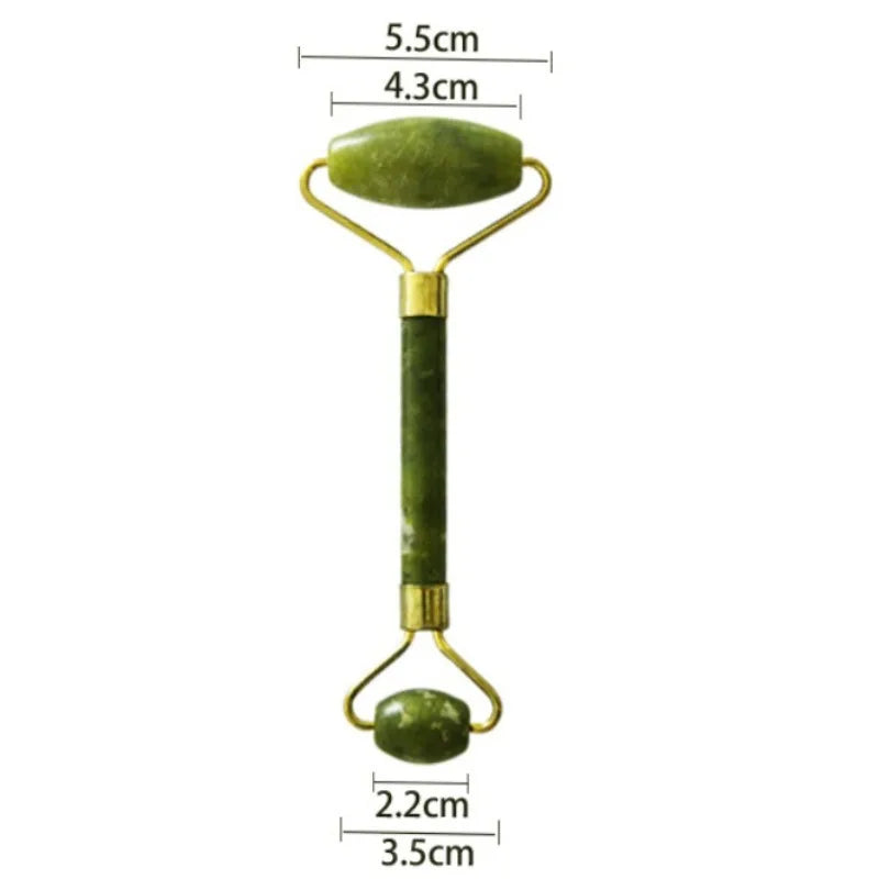 Natural Jade Roller Massager for Face Body Back Foot Massage Roller Facial Liftting Anti-wrinkle Double-end Gua Sha Jade Stone