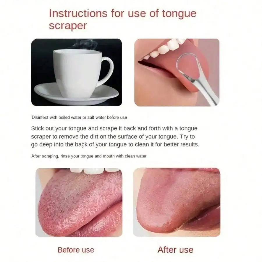 Non-Slip Stainless Steel Tongue Scraper for Fresh Breath