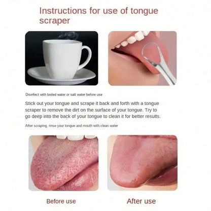 Non-Slip Stainless Steel Tongue Scraper for Fresh Breath