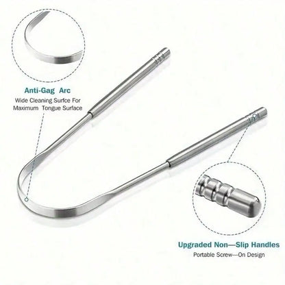 Non-Slip Stainless Steel Tongue Scraper for Fresh Breath