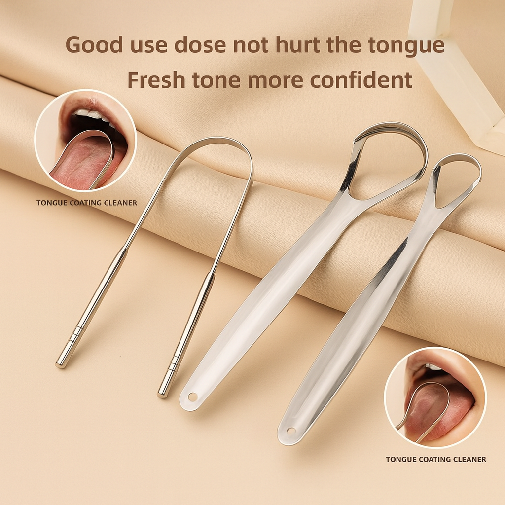 Non-Slip Stainless Steel Tongue Scraper for Fresh Breath